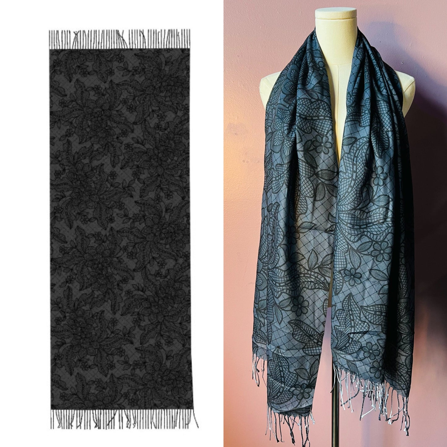 Vegan Scarf - Floral Lace