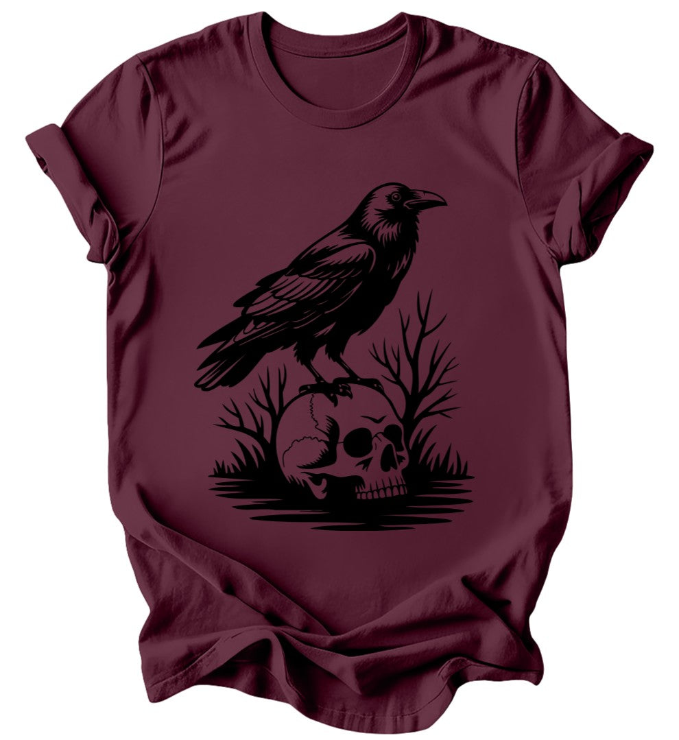 Raven Skull - Burgundy or Emerald T-Shirt