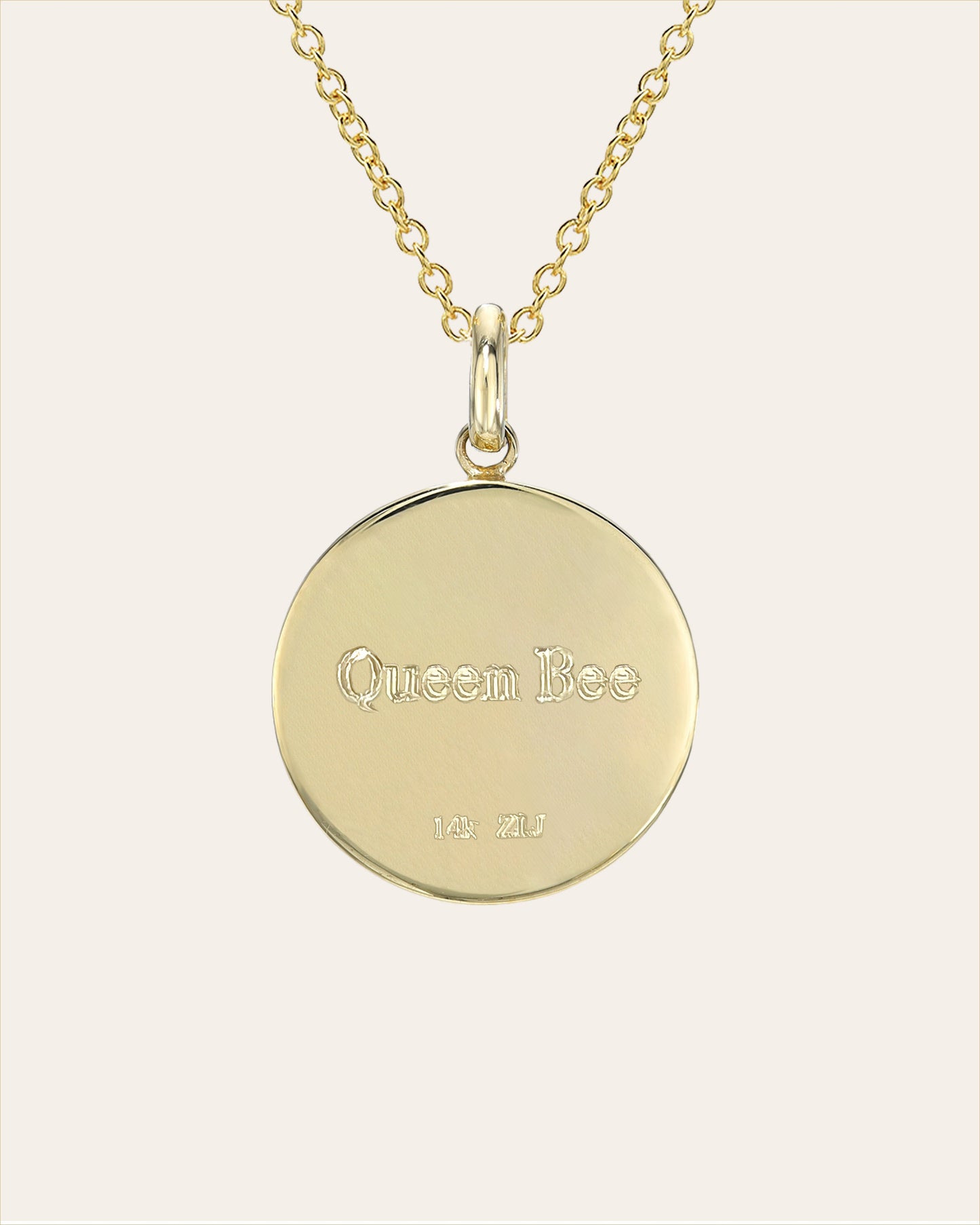 14k Gold Diamond Queen Bee Medallion Necklace