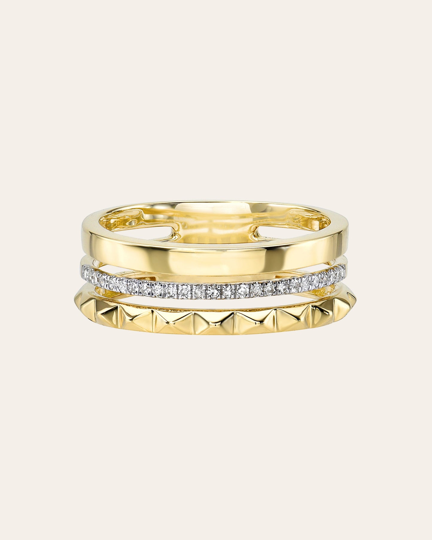 14K Gold Diamond Spike Ring Stack