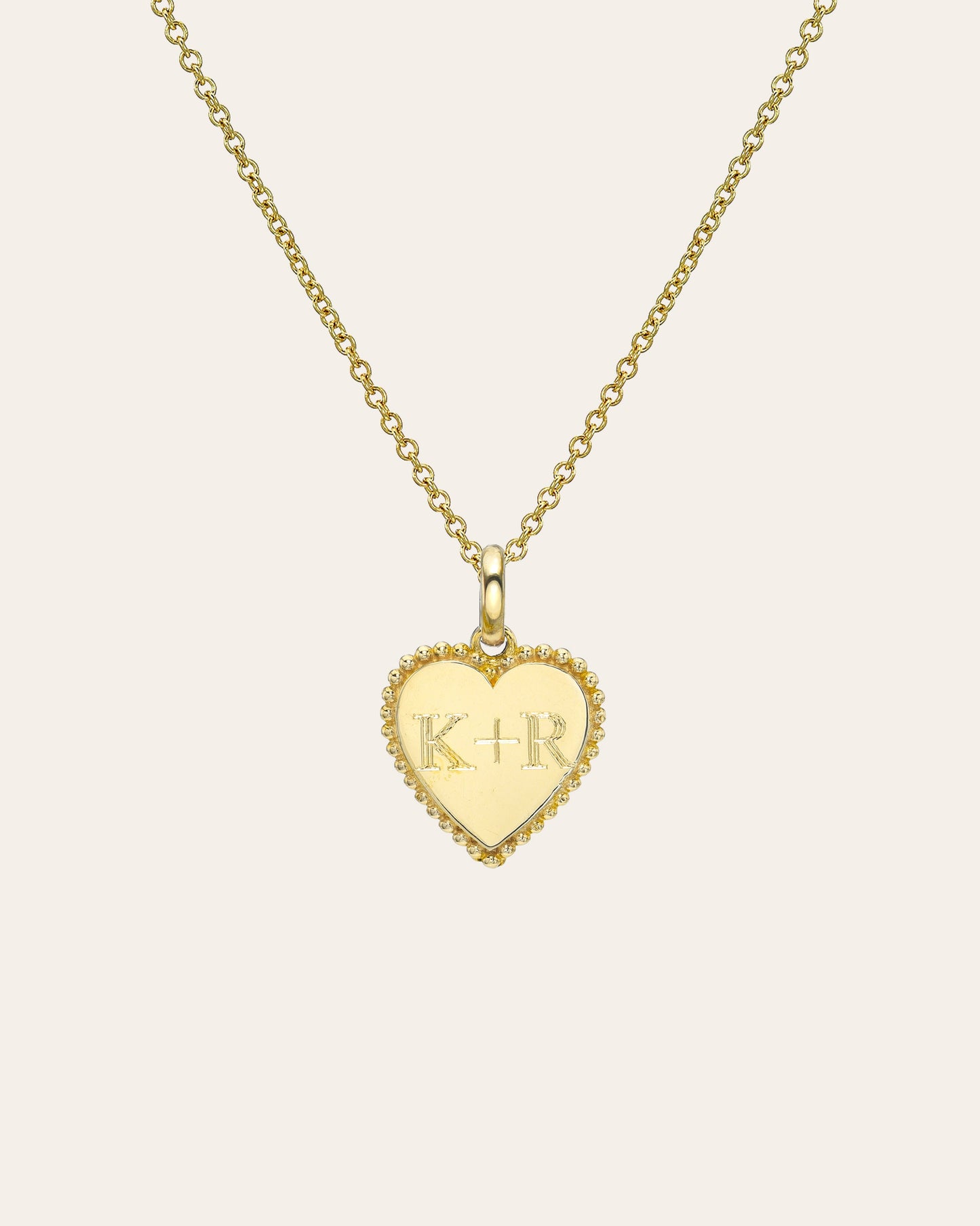 14K Gold Milgrain Heart Necklace