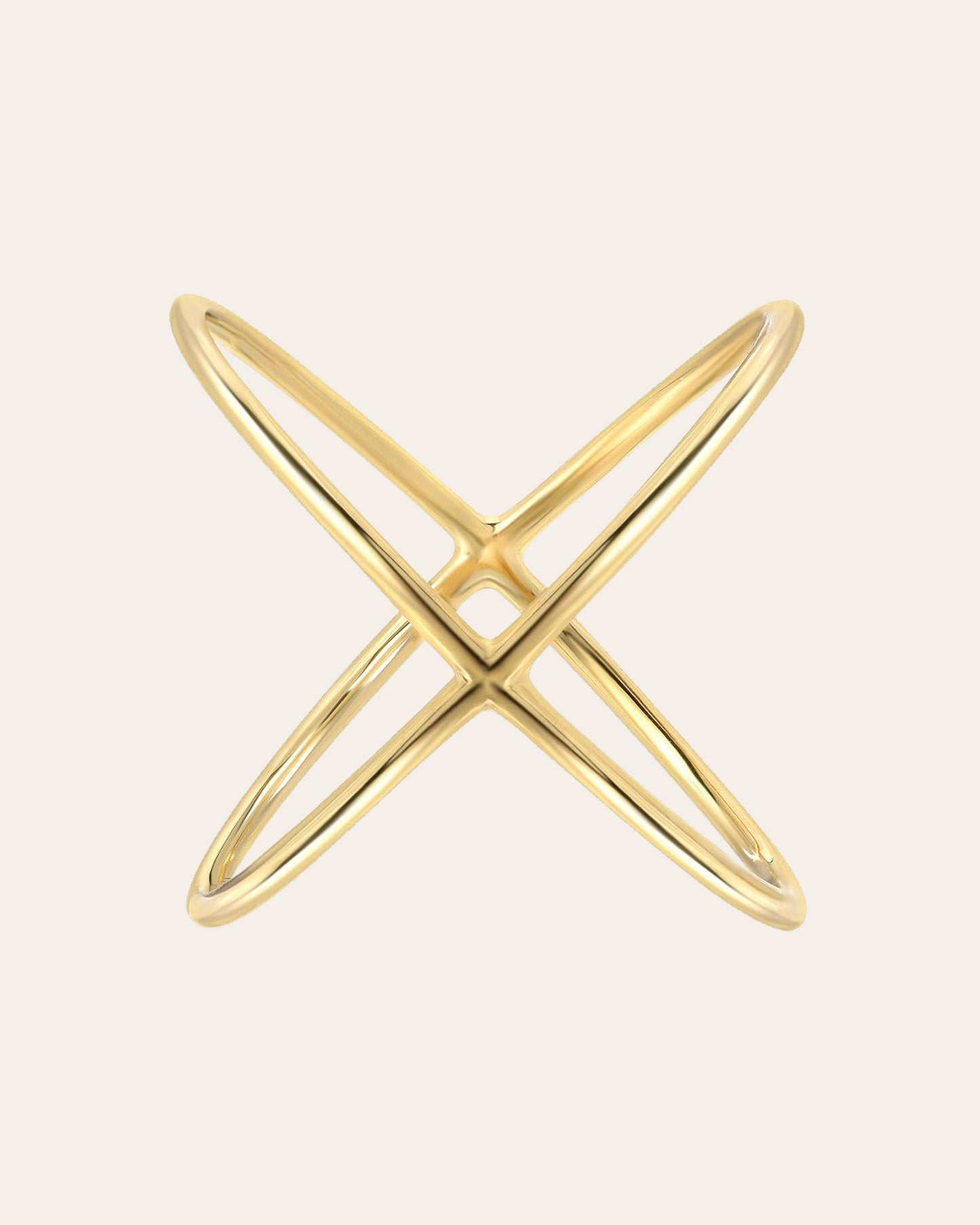 14k Gold Large X Ring