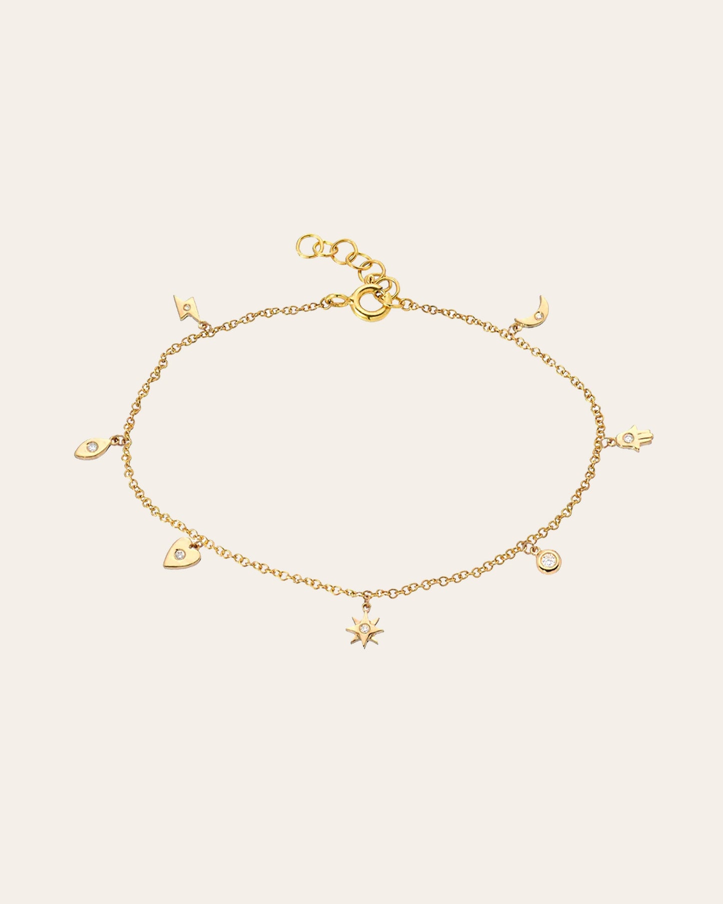 14k Gold and Diamond Charm Bracelet