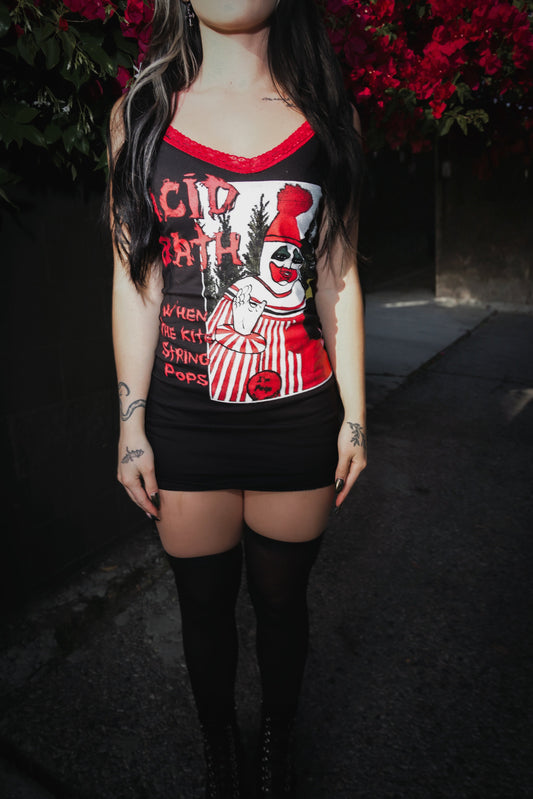 ACID BATH Red Lace Strap Dress