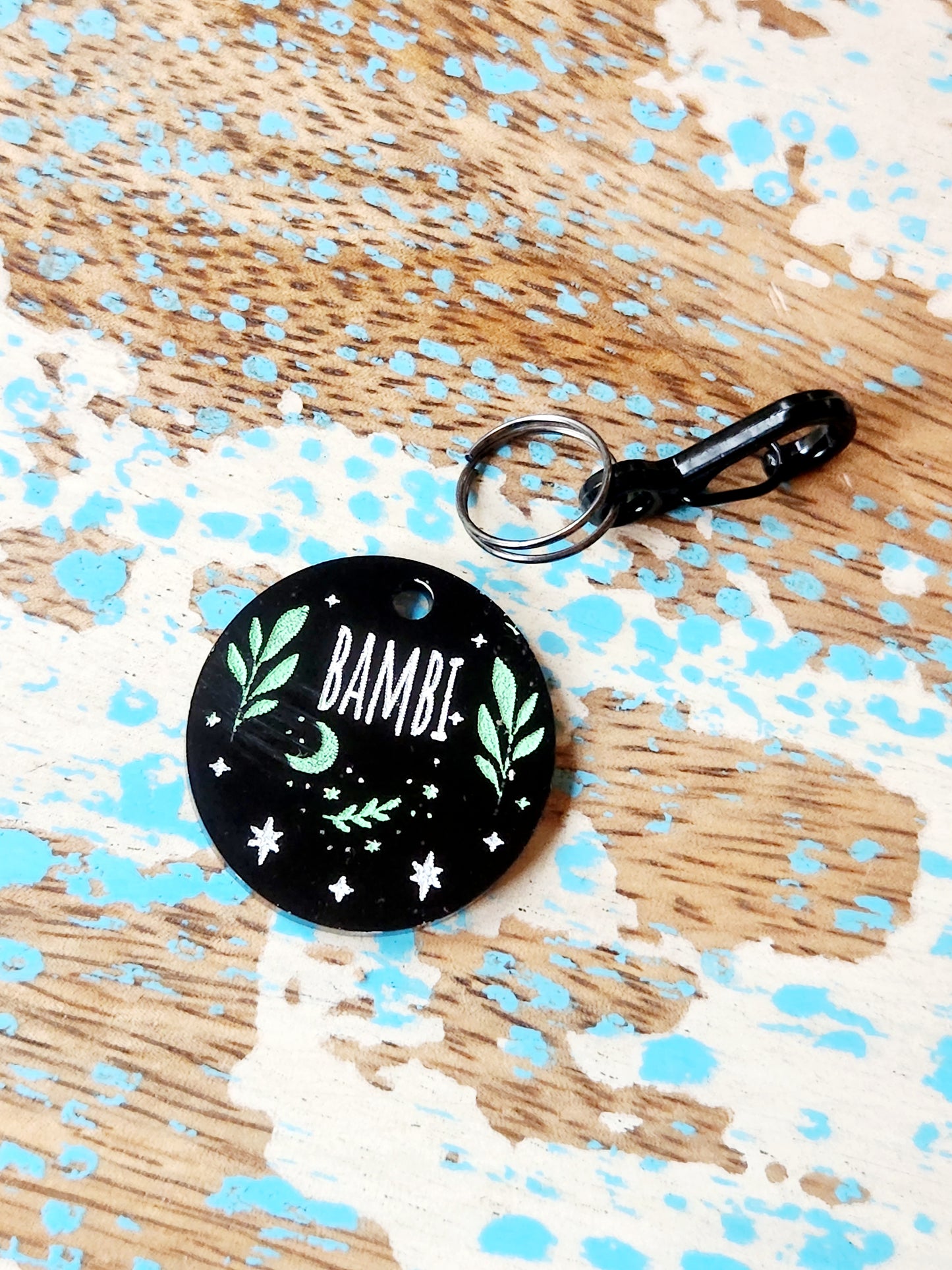 Botanical Metal Black Pet ID Tag