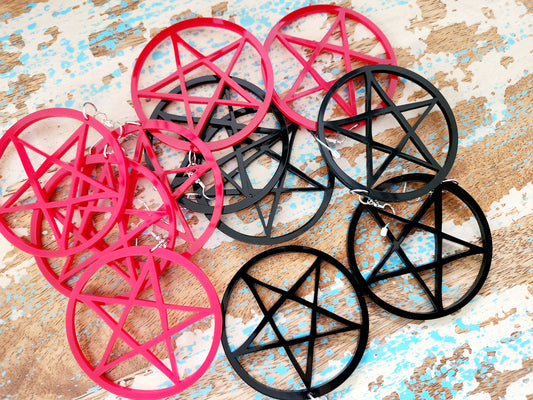 Pendientes de aro de pentáculo grande