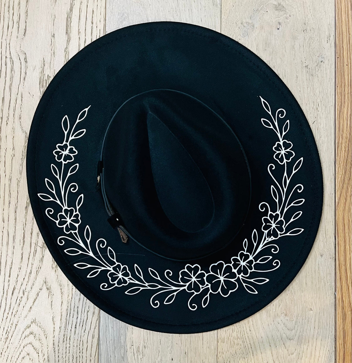 Vegan Felt Hat - XL Brim - Four Leaf Clovers
