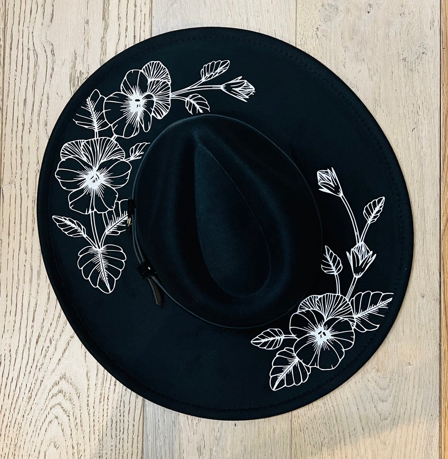 Vegan Felt Hat - XL Brim - Pansies