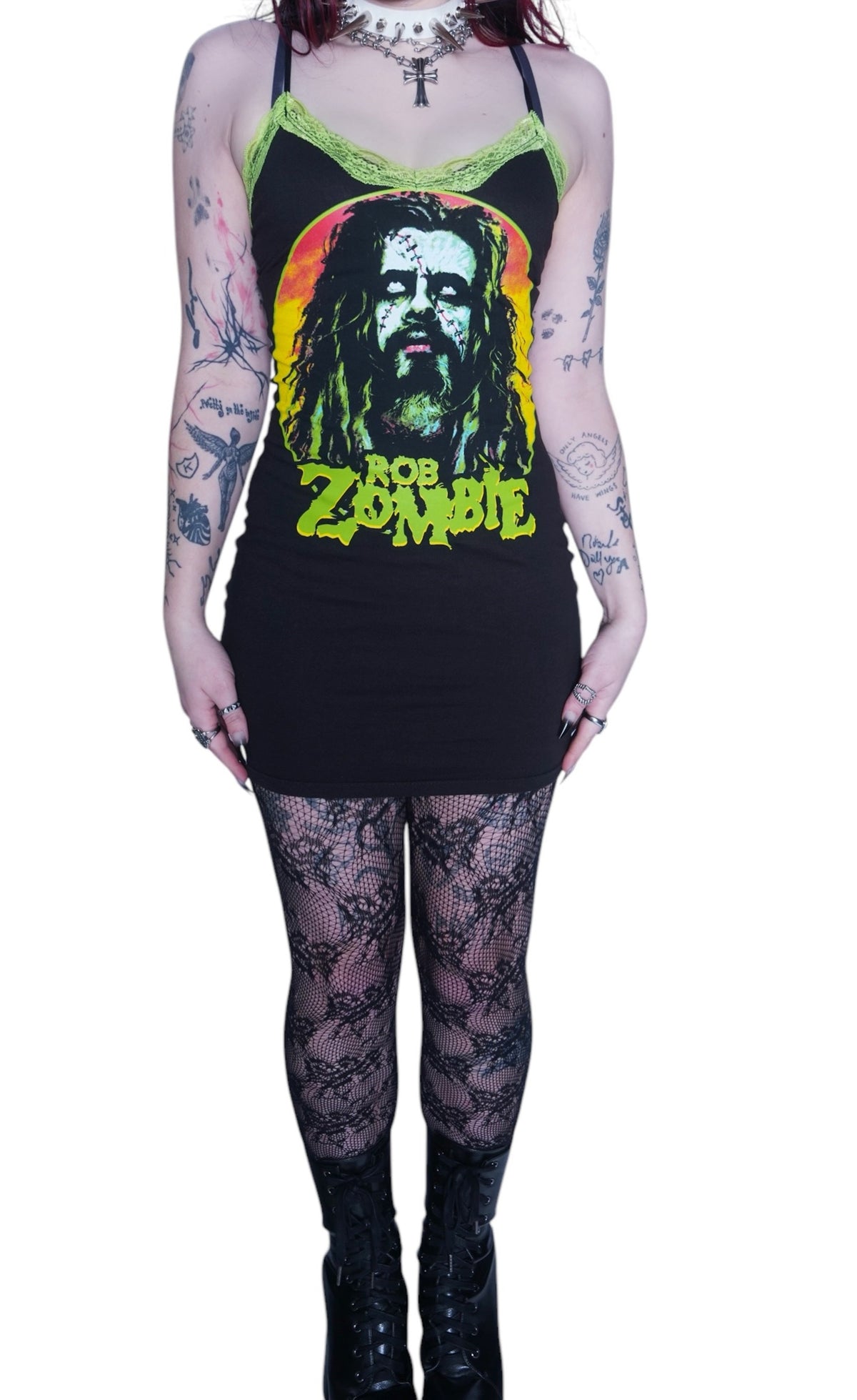 Rob Zombie Green Lace Strap Dress