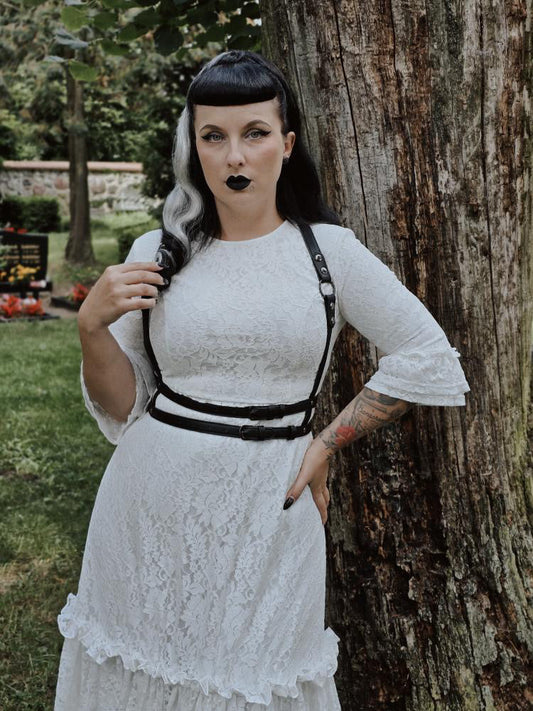 Mina - Ivory Floral Lace Bride of the Vampire Maxi Dress - READY TO SHIP