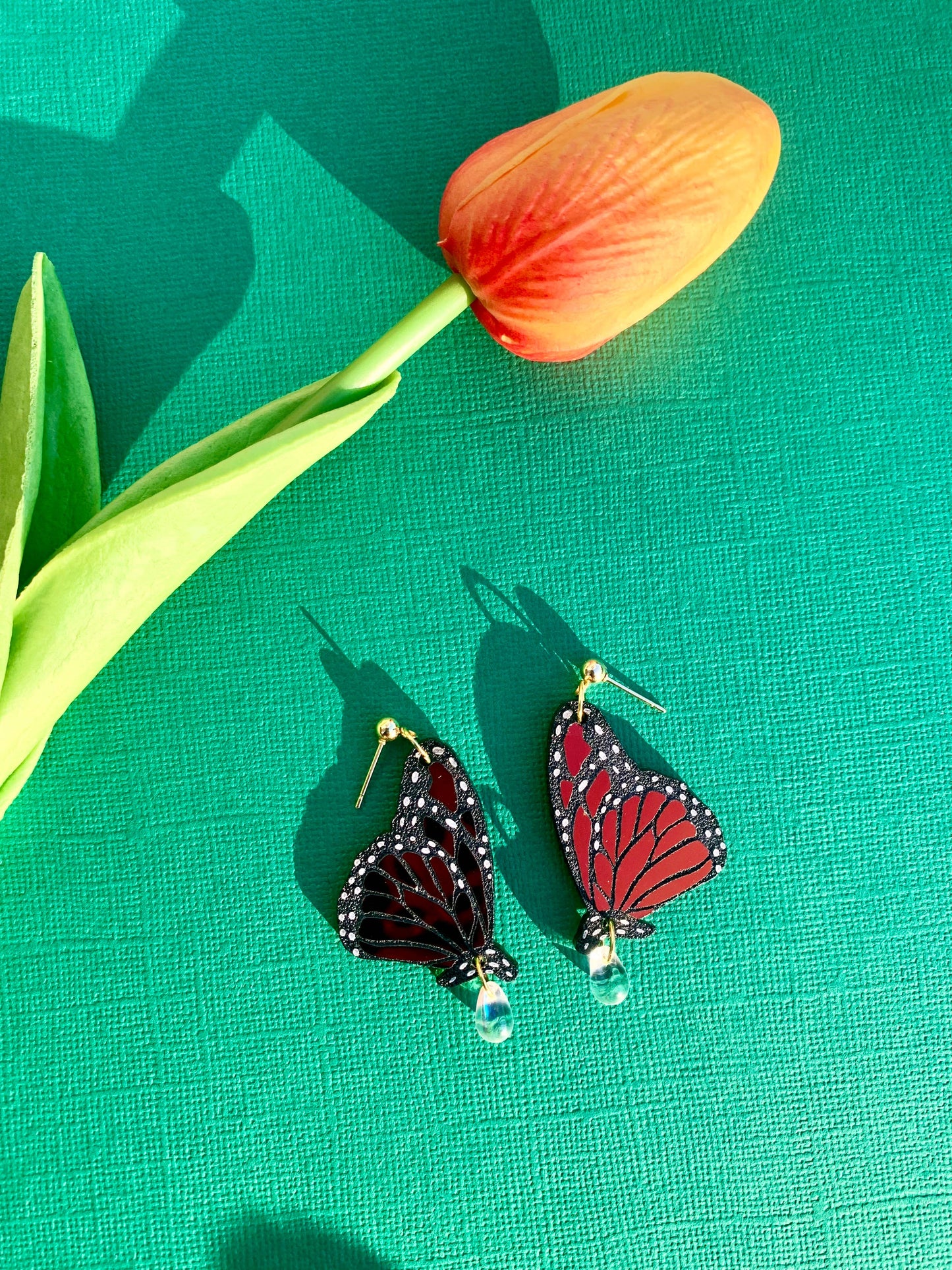 Garden Queen Acrylic Monarch Statement Earrings