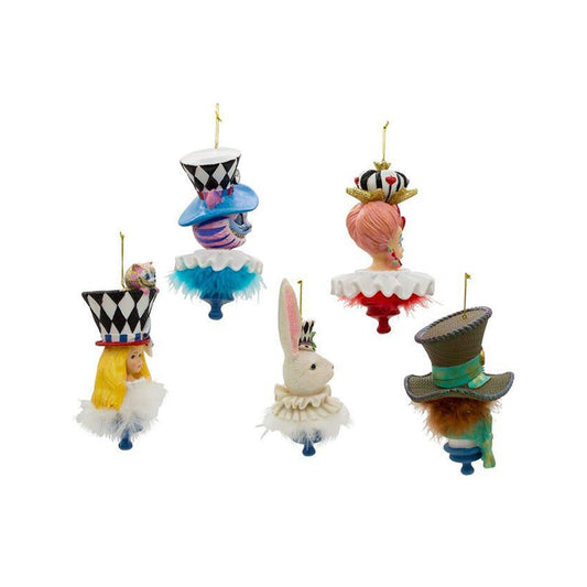 6" Holly Hats™ Alice In Wonderland Hat Ornament Set, 5 Piece Set by Kurt Adler