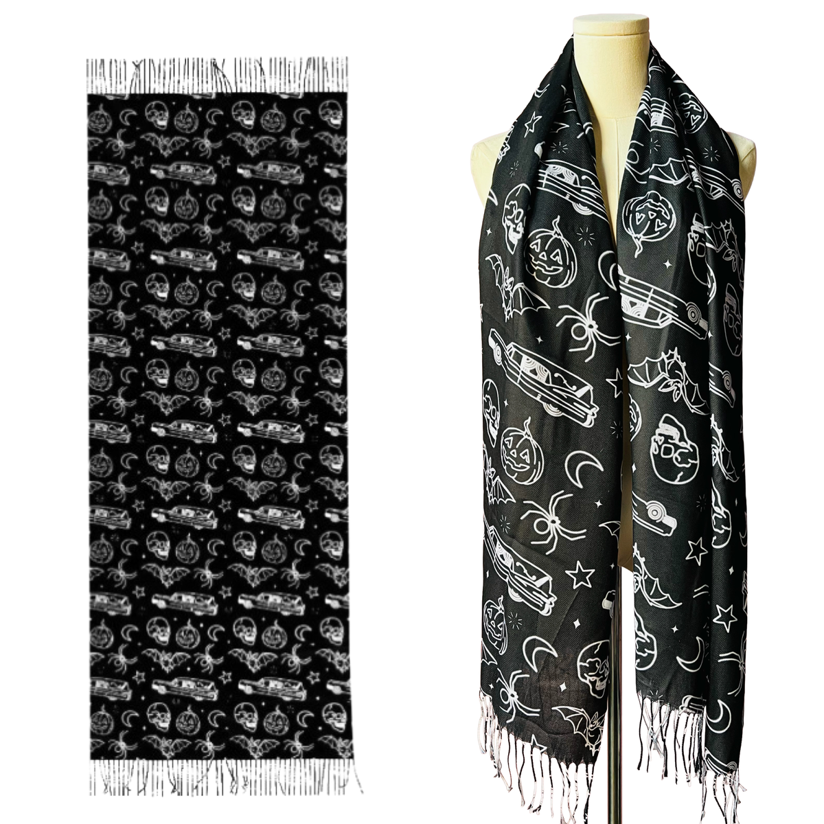 Vegan Scarf - Hearse & Halloween