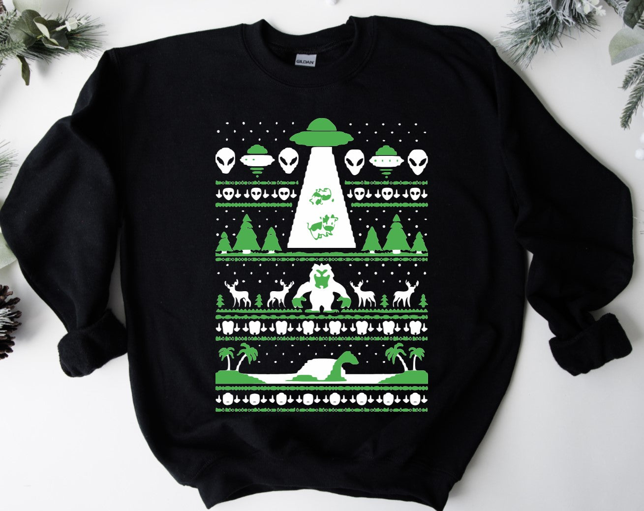 Ugly Christmas Sweater - Cryptids - Available in T-Shirt, Pullover, Hoodie, Tank or Long Sleeve