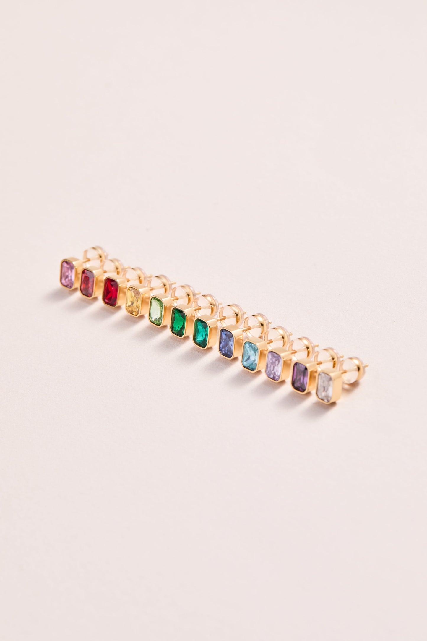 November Emerald-Cut Birthstone Stud Earrings