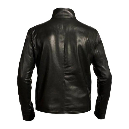 Punisher Skull Head Black Leather Jacket