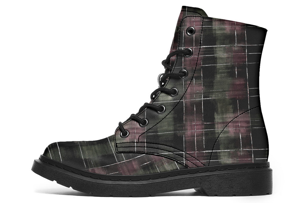 Vegan Ankle Boots - Plaid