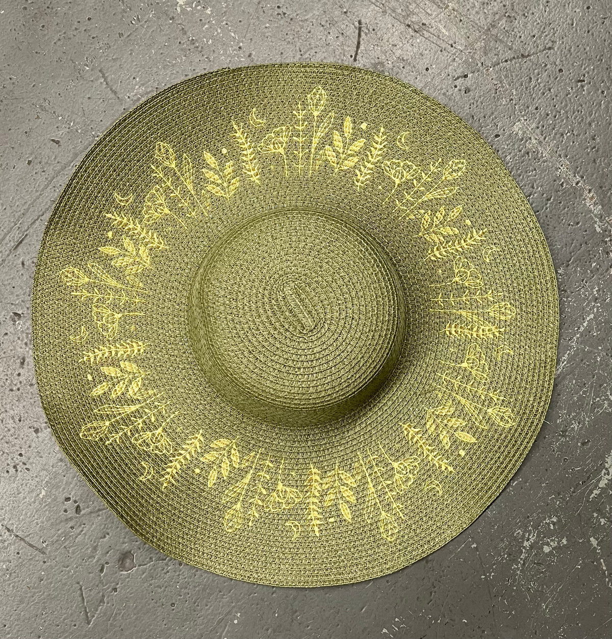 Floppy Sun Hat - XL Brim - Olive Botanicals (Gold)