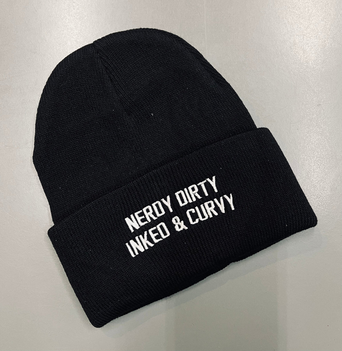 Vegan Beanie - Nerdy Dirty Inked & Curvy - READY TO SHIP