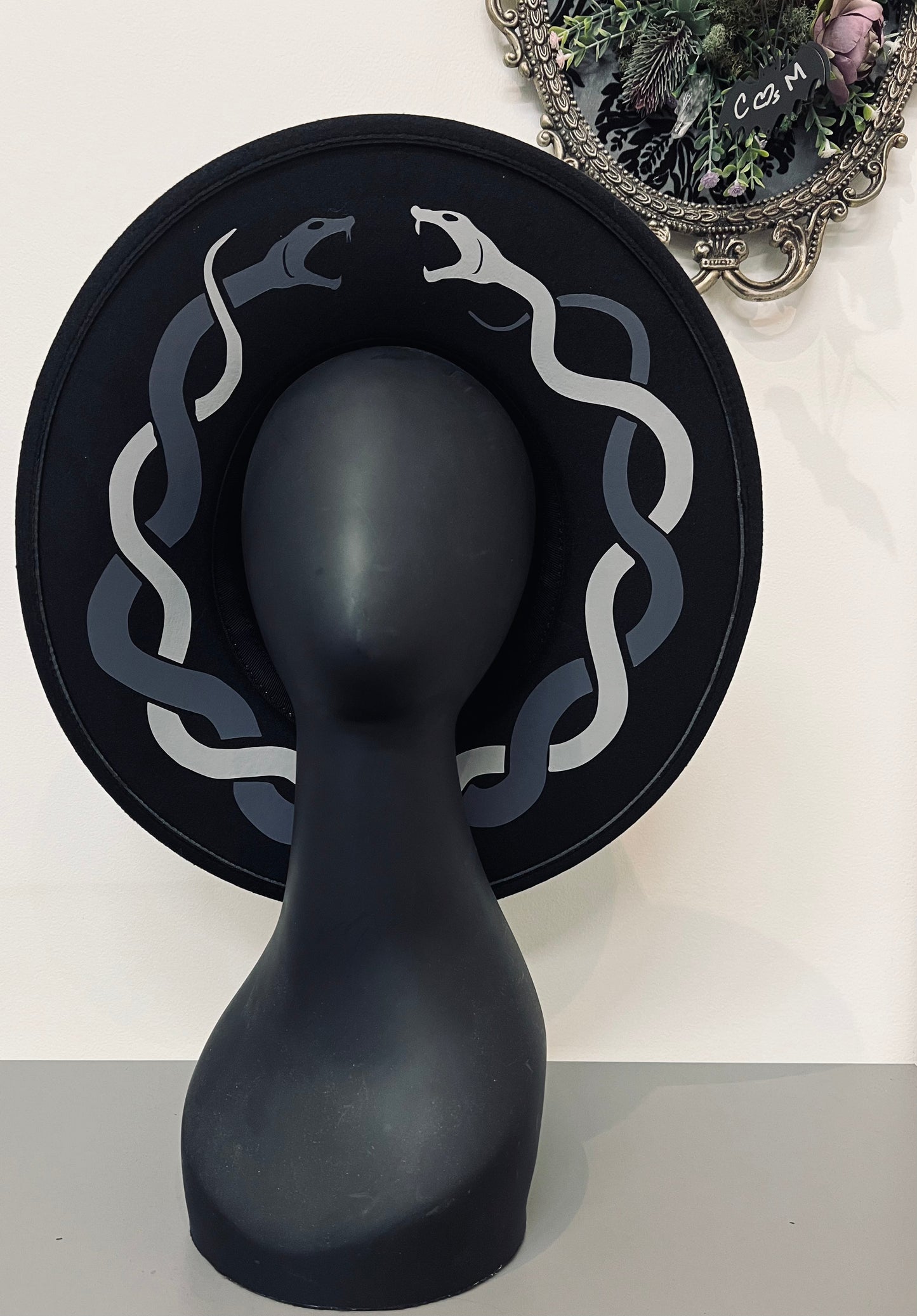 Vegan Felt Wide Brim Hat - XL Brim - Serpents