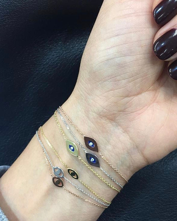 14k Gold Mini Evil Eye Bracelet