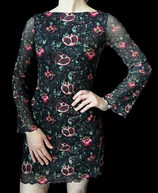 Mesh Mini Dress - Pomegrantes