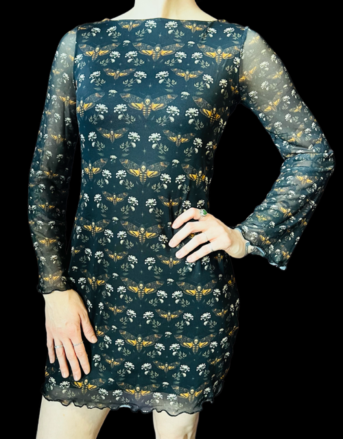 Mesh Mini Dress - Floral Death Moths