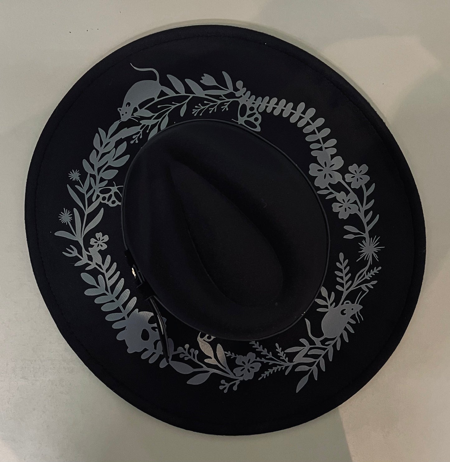Vegan Felt Wide Brim Hat - XL Brim - Springtime Spooky
