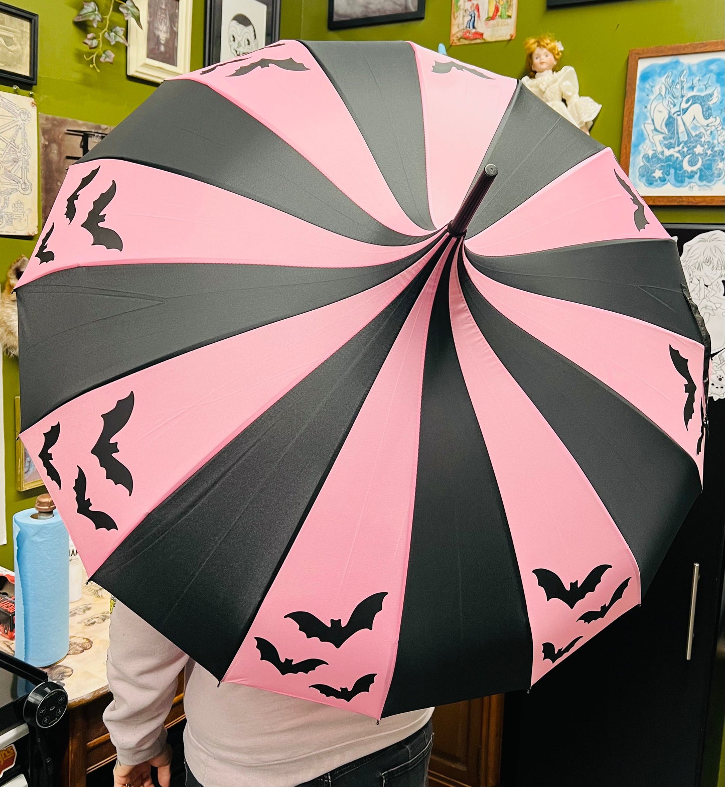 Light Pink Flying Bats Umbrella