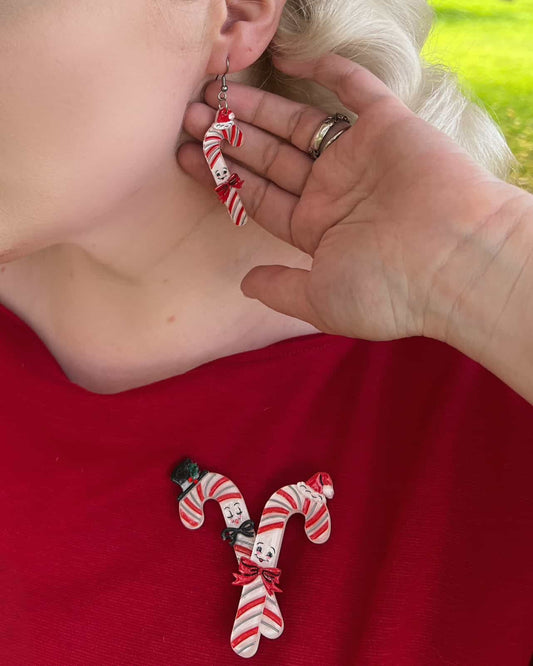 Candy Cane Couple Earrings by 50's Vintage Dame x Lipstick & Chrome