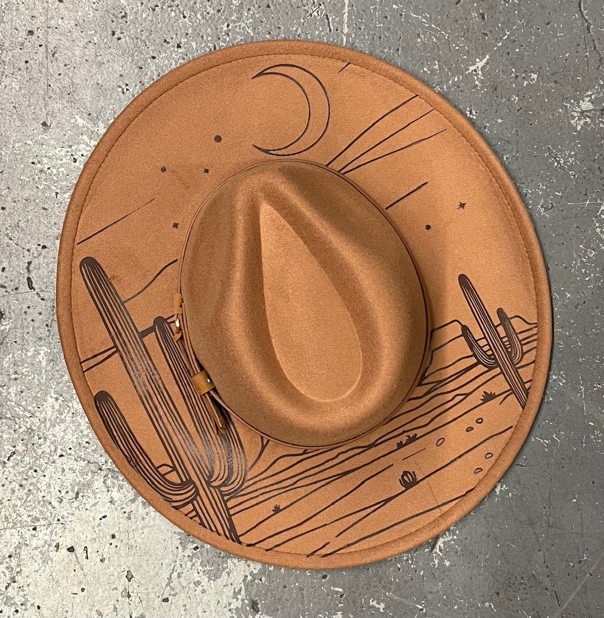 Vegan Felt Wide Brim Hat - XL Brim - Caramel - Moonlit Desert