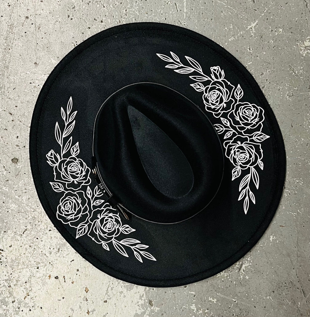 Vegan Felt Wide Brim Hat - XL Brim - Rose Crown