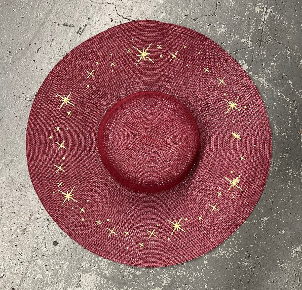 Floppy Sun Hat - XL Brim - Starry Night - Burgundy