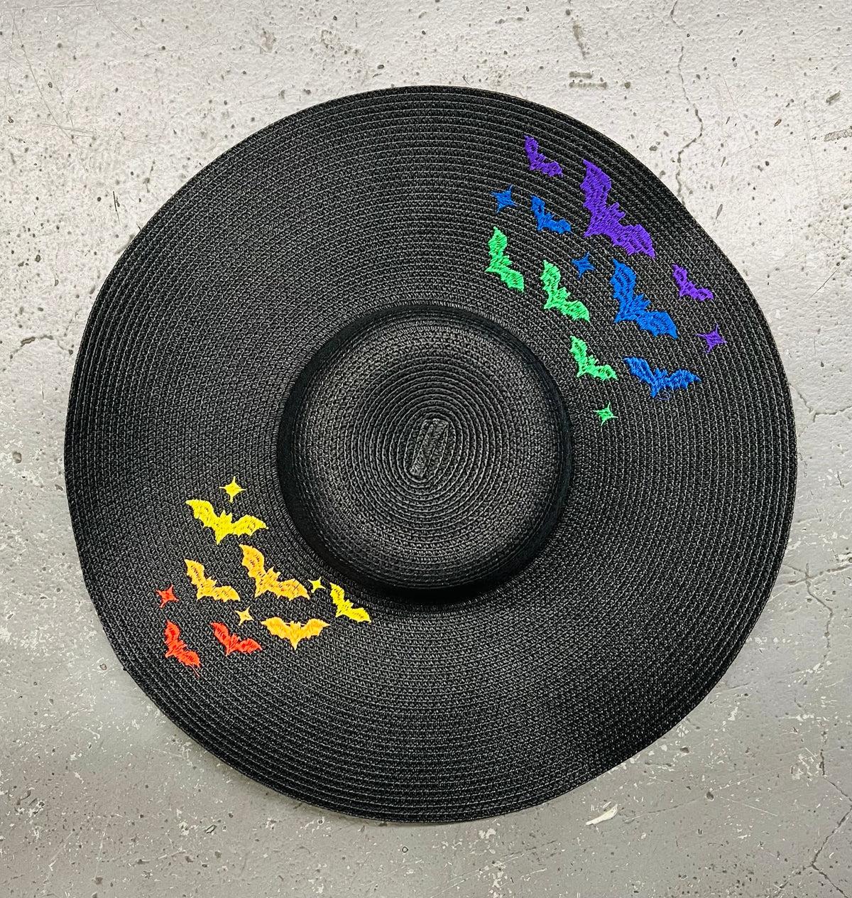 Floppy Sun Hat - XL Brim - Rainbow Bats