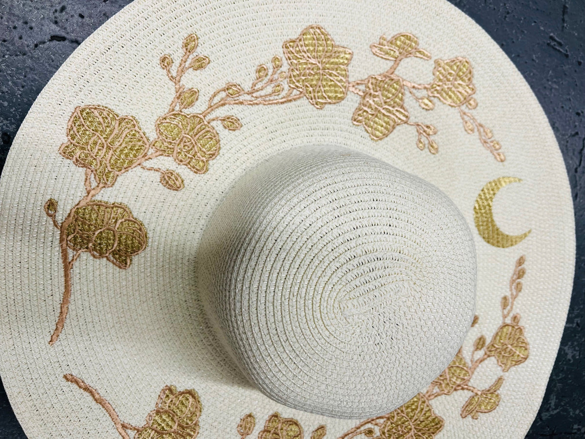 Floppy Sun Hat - XL Brim - Orchids - Cream