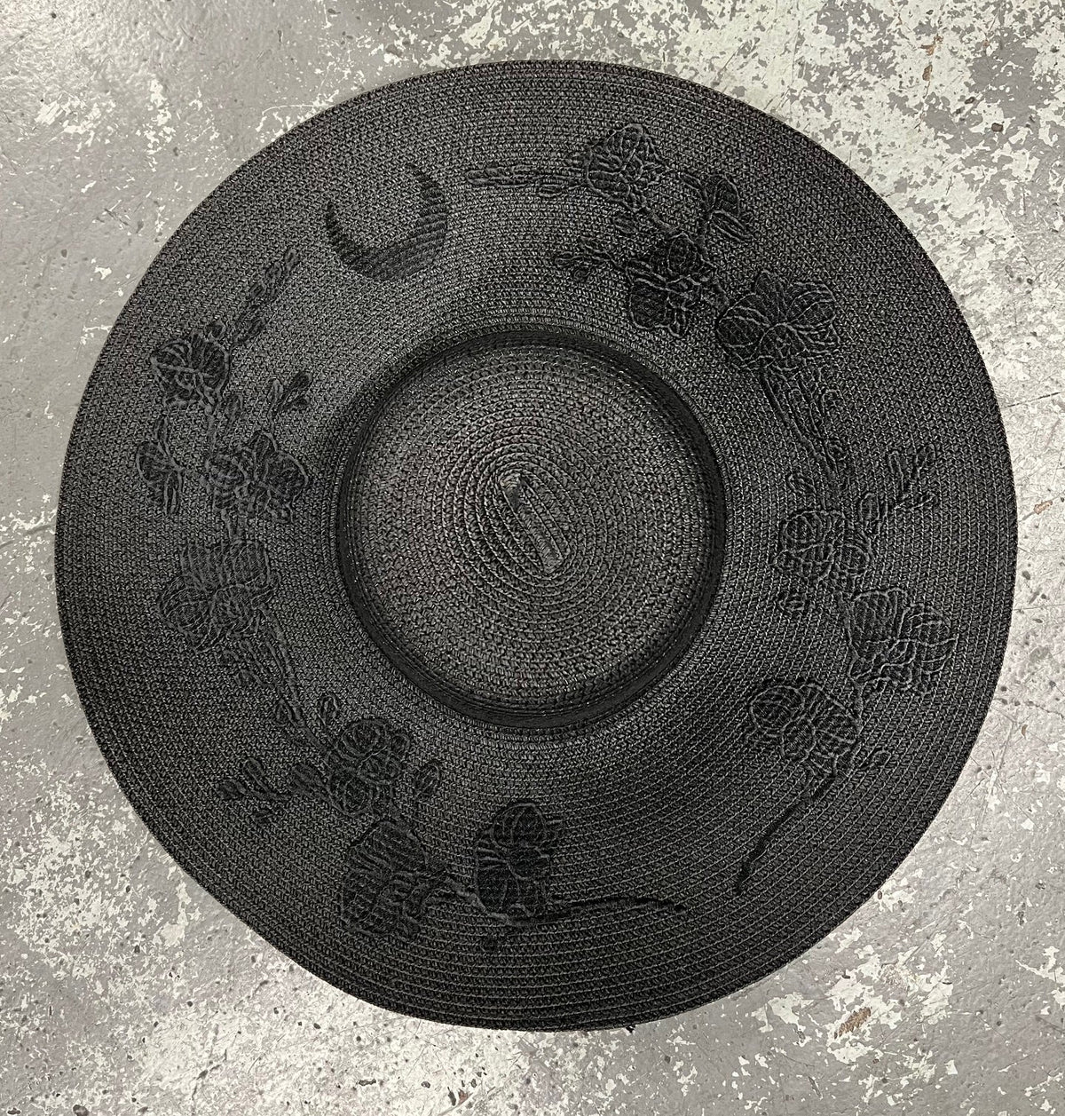 Floppy Sun Hat - XL Brim - Orchids - Black on Black