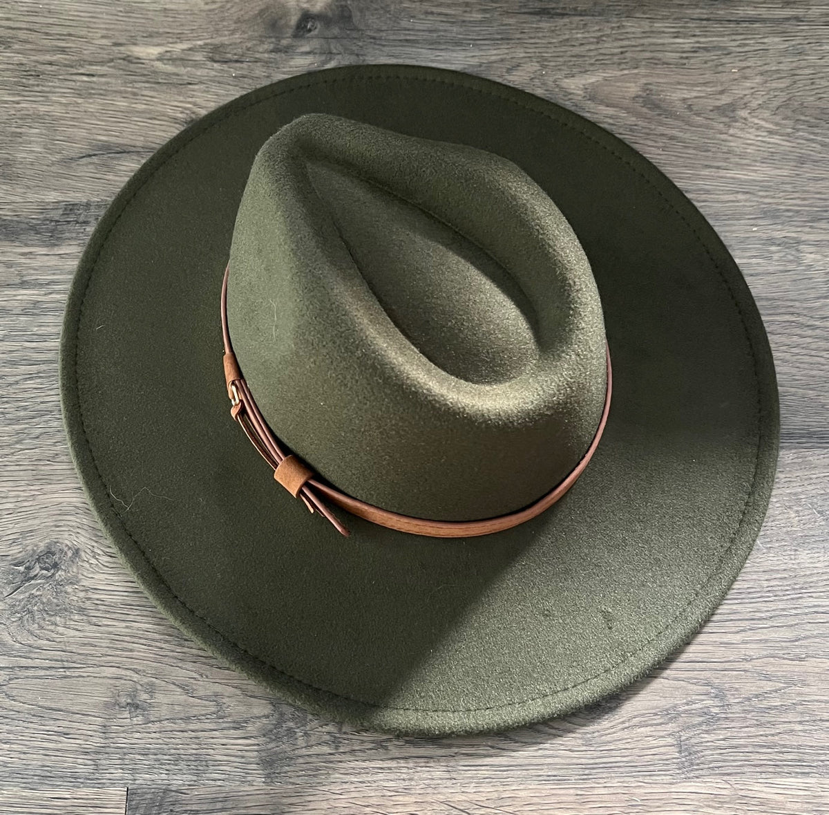 Fox & Fable - Vegan Felt Wide Brim Hat - XL - Olive - Plain - READY TO SHIP