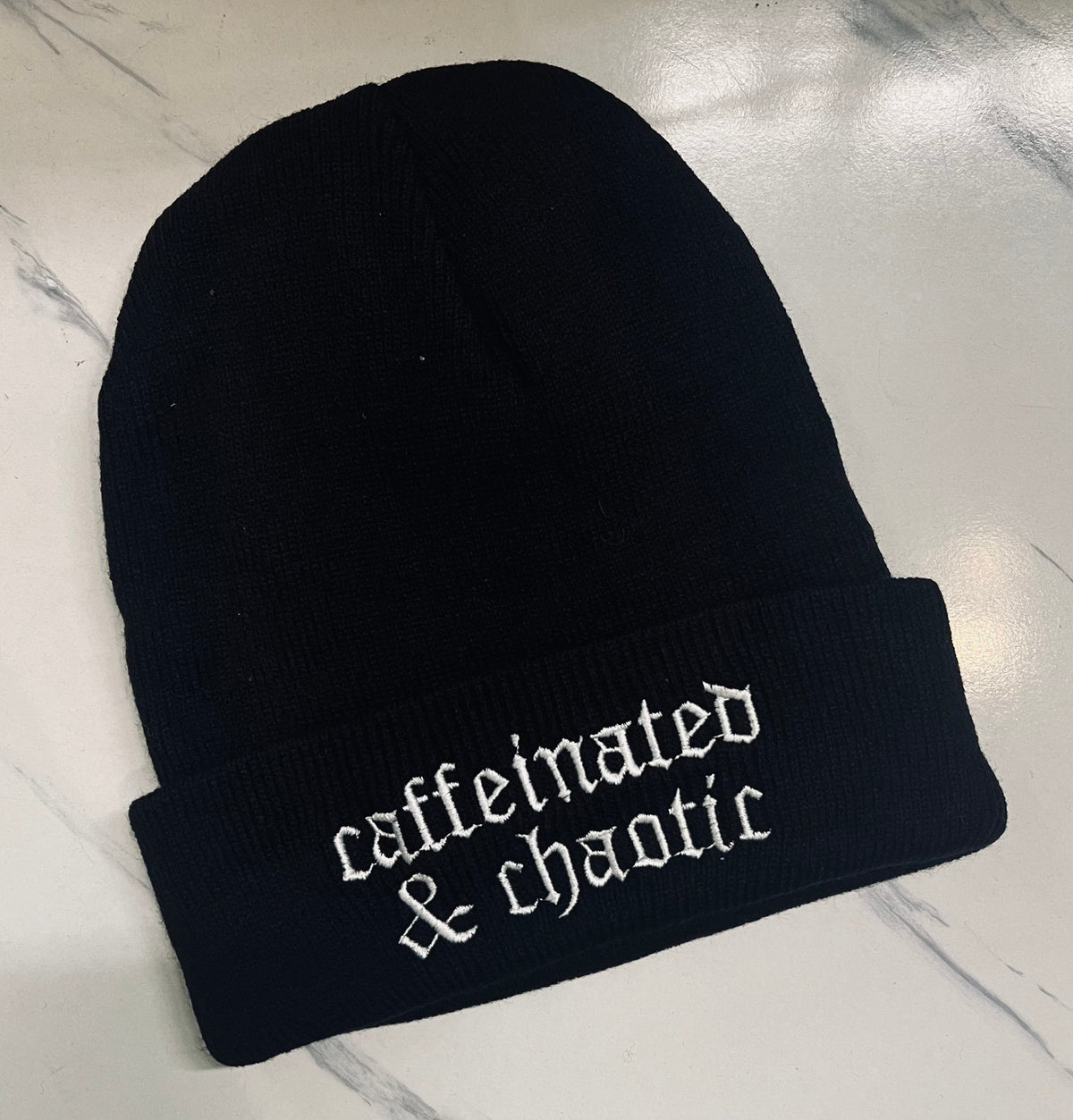 Vegan Beanie - Caffeinated & Chaotic - READY TO SHIP