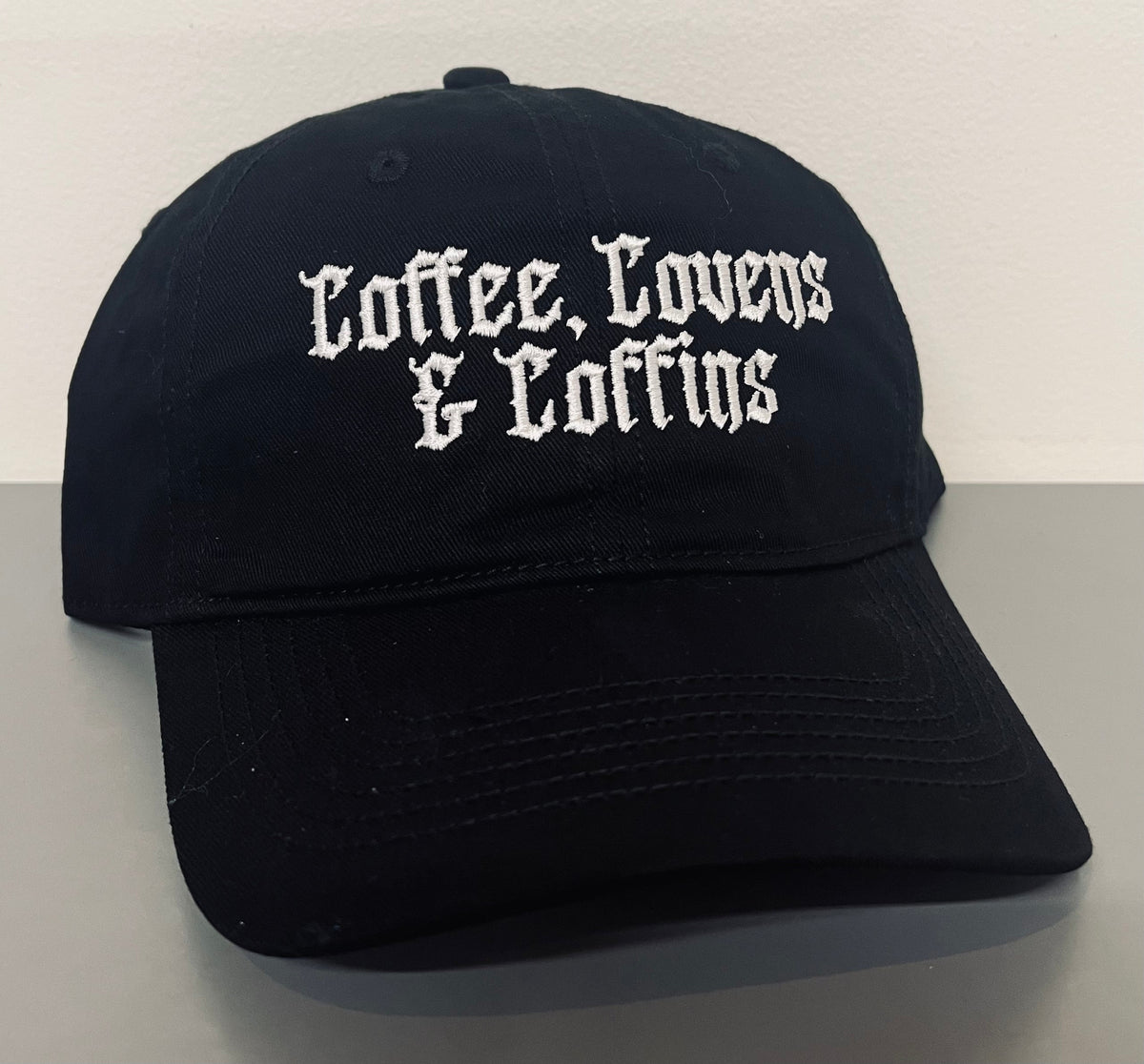Coffee, Covens & Coffins - embroidered dad hat - READY TO SHIP