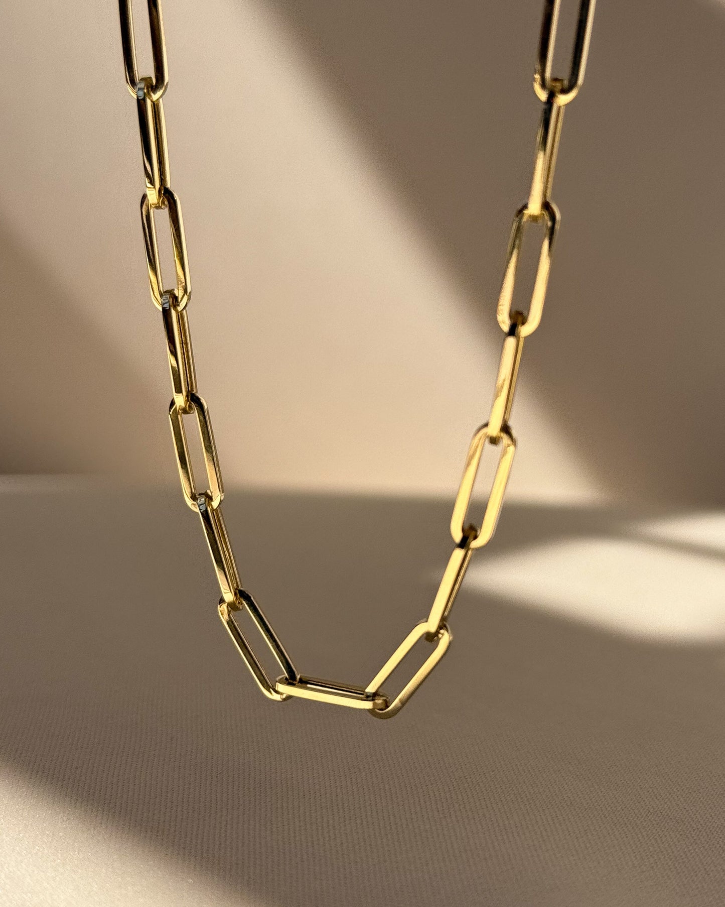 14k Gold Large Paper Clip Chain Necklace