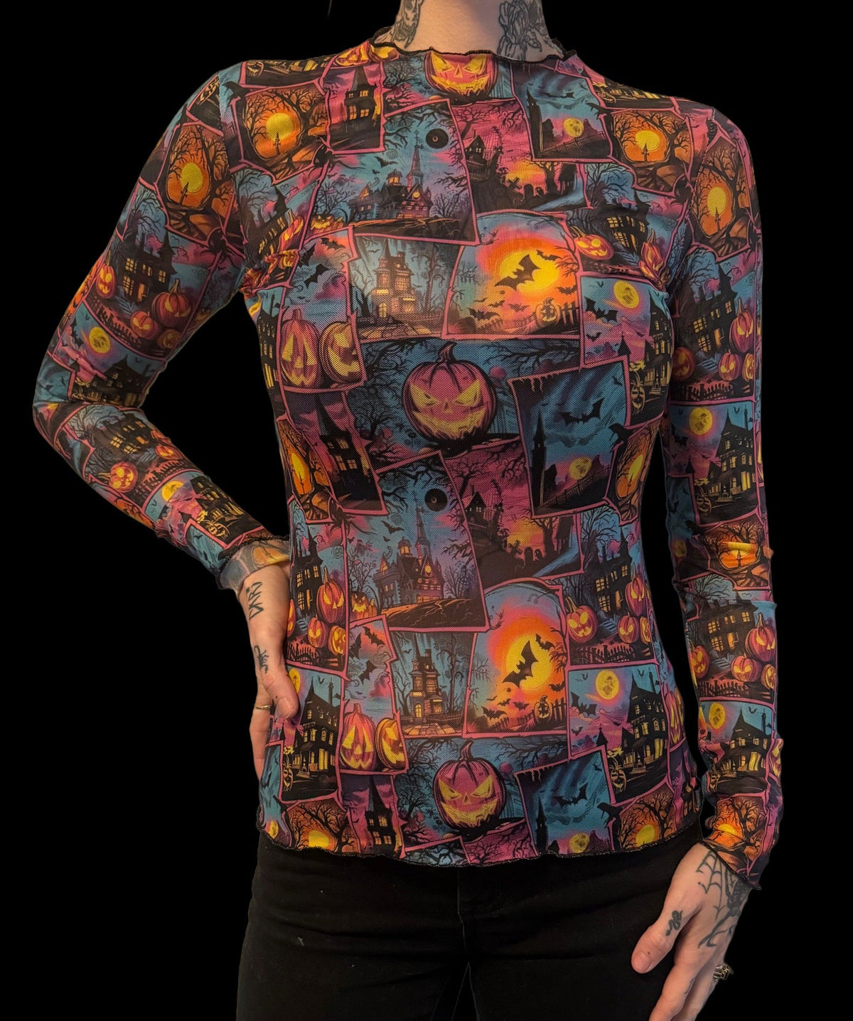 Sheer Mesh Top - Retro Halloween