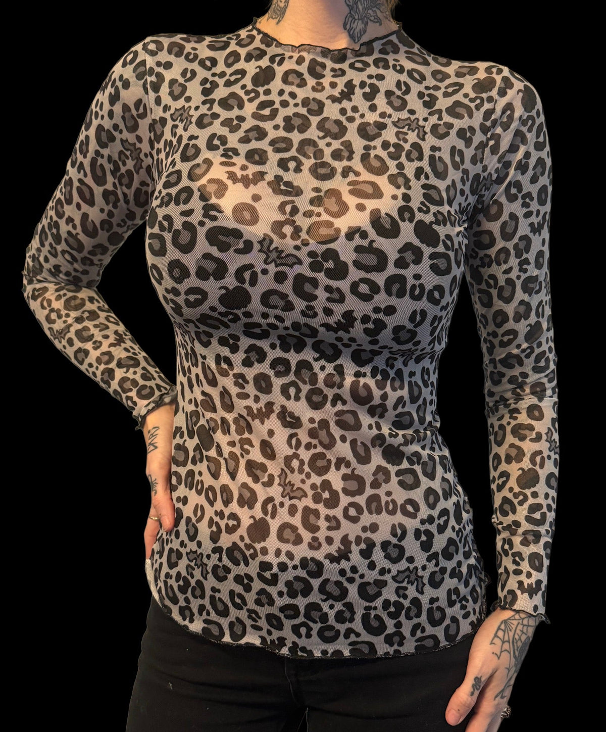 Sheer Mesh Top - Snow Leopard