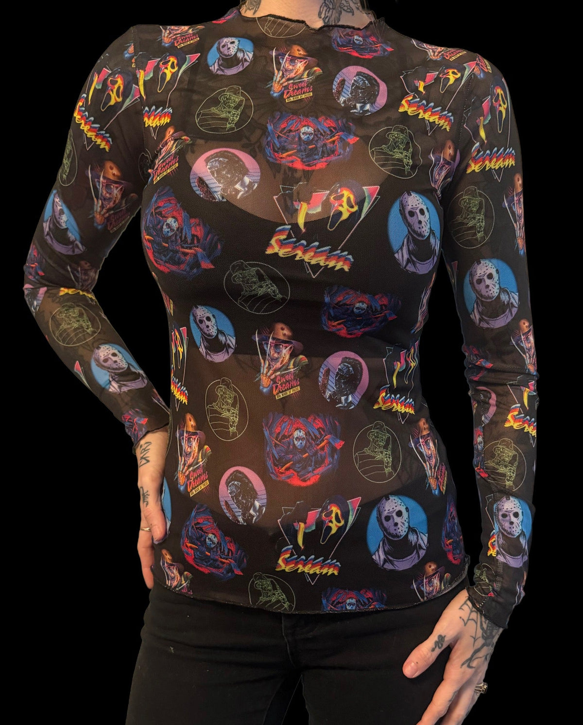 Sheer Mesh Top - 80s Horror