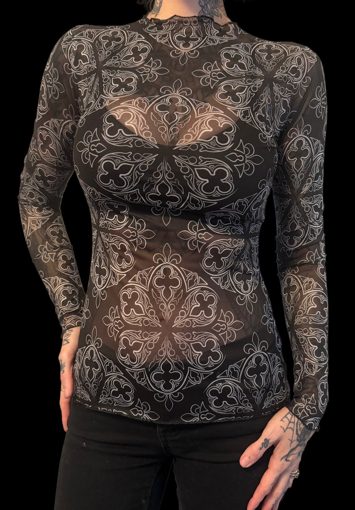 Sheer Mesh Top - Gothic Ornaments