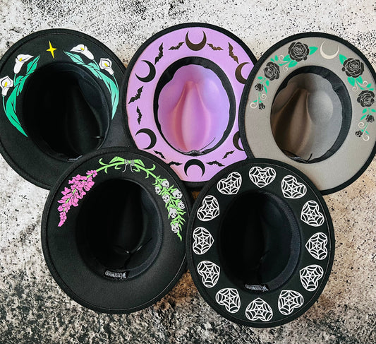 Vegan Felt Wide Brim Hat - "Life & Death of the Snapdragon"