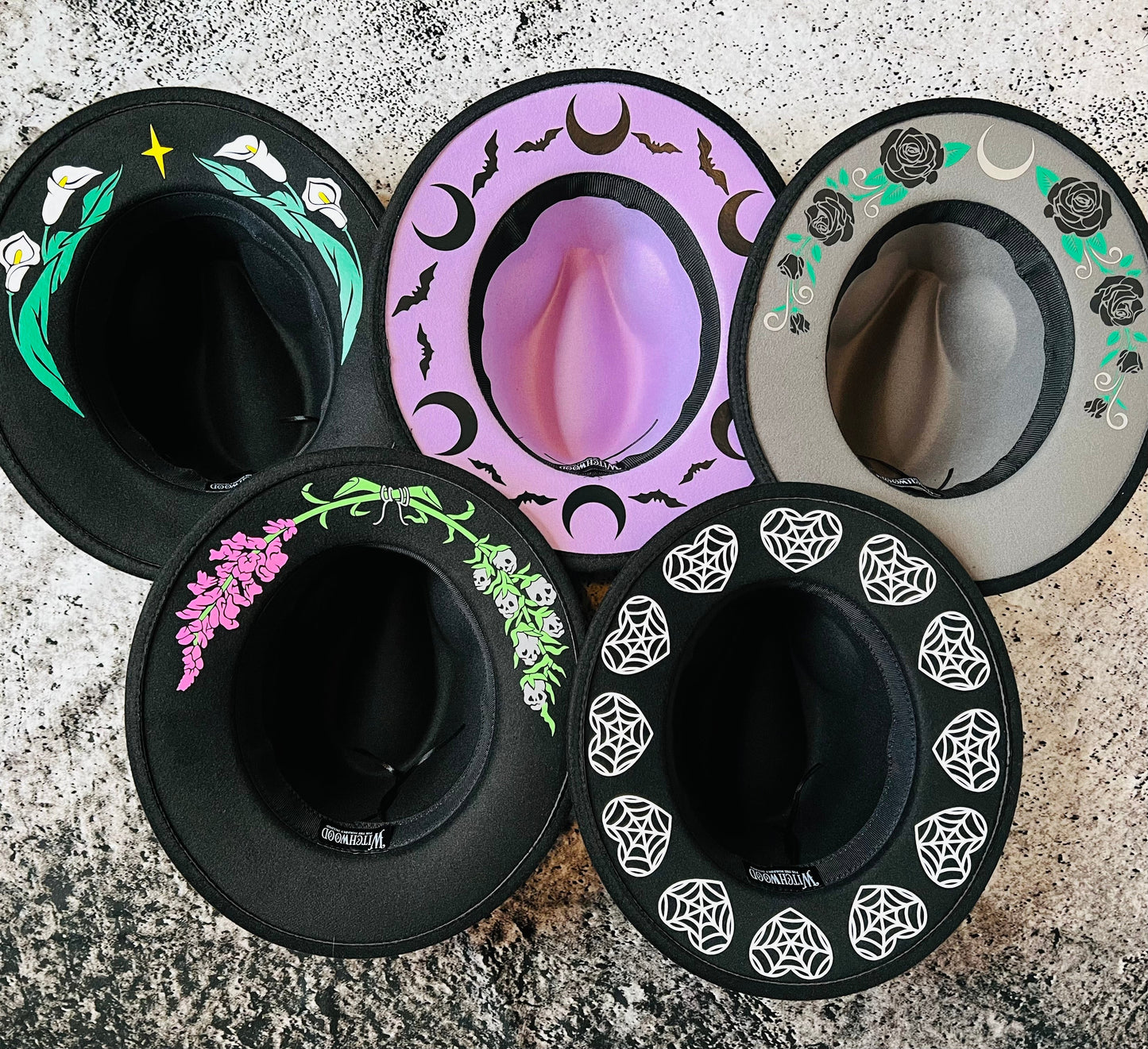 Vegan Felt Wide Brim Hat - "Life & Death of the Snapdragon"