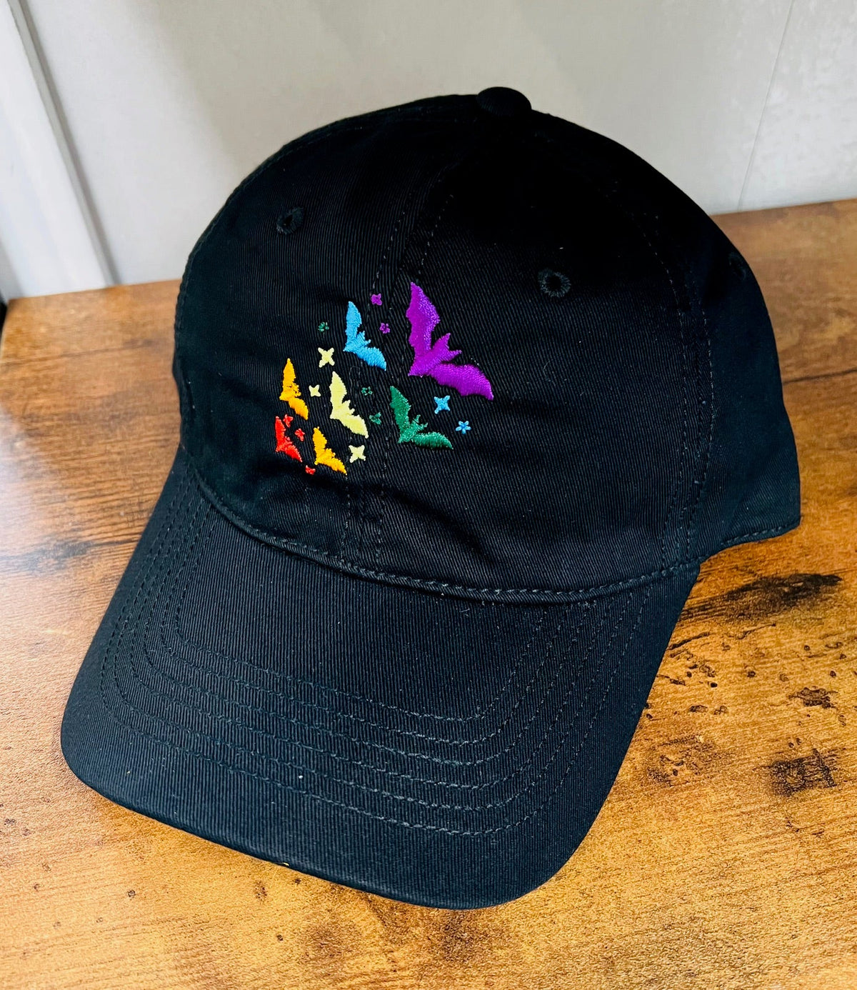 Rainbow Bats - Embroidered Dad Hat - READY TO SHIP