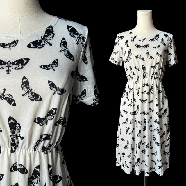 T-shirt Dress - Death Moths - B/W