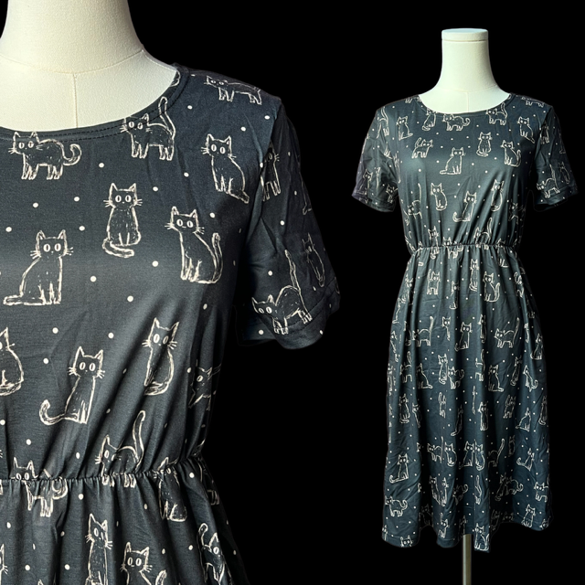 T-shirt Dress - Sketchy Cats