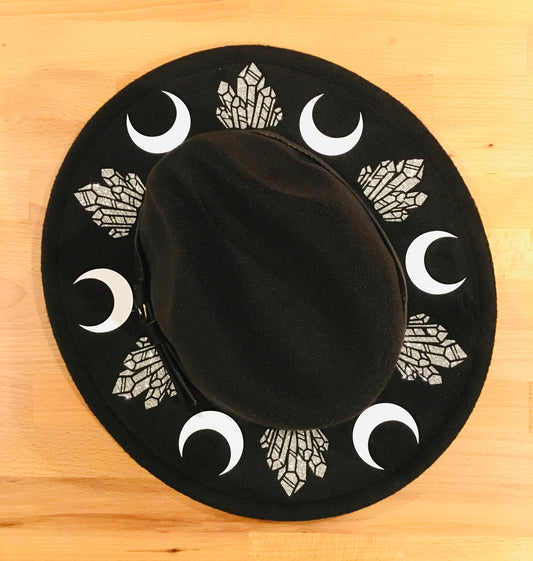 Vegan Felt Hat - Moons & Crystals